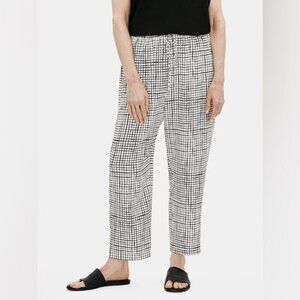Eileen Fisher Textured Crepe Grid Slouchy Pant size XS